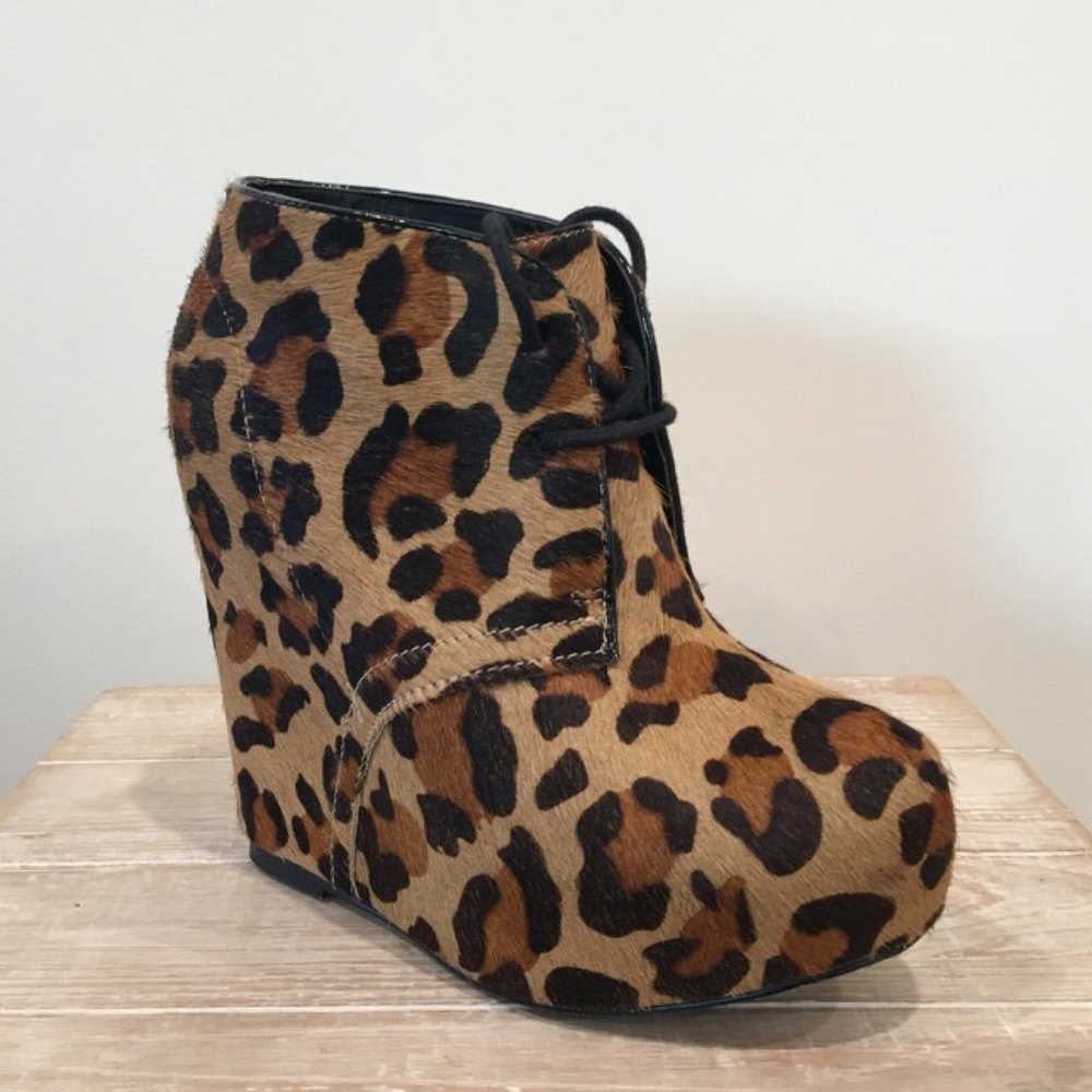 Steve Madden 'Annie-L' Leopard Wedge Bootie